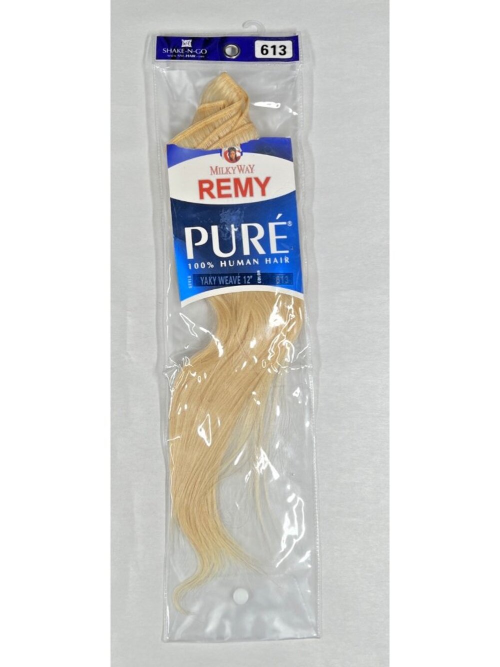 Shake N' Go Human Hair Extensions Remy Yaky Weave 12" Light Blonde #613